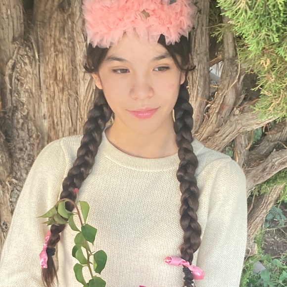 Pink Bunny Rabbit Ears Headpiece Headband Lace Beads Chiffon Ruffle main image 11